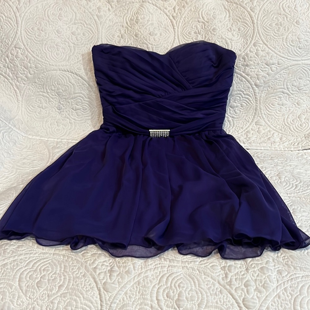 Teeze Me purple strapless dress, size 5